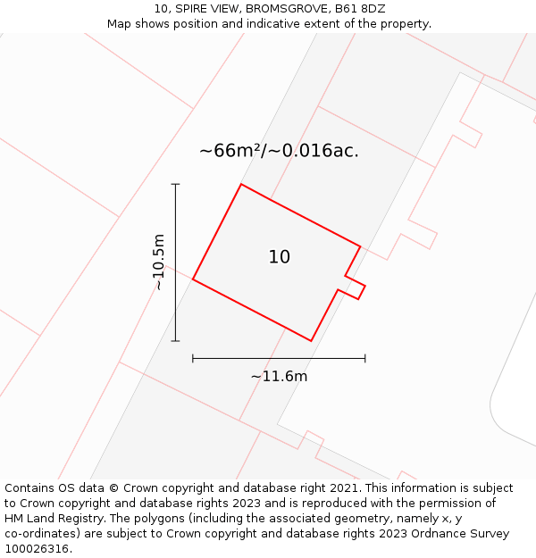 10, SPIRE VIEW, BROMSGROVE, B61 8DZ: Plot and title map