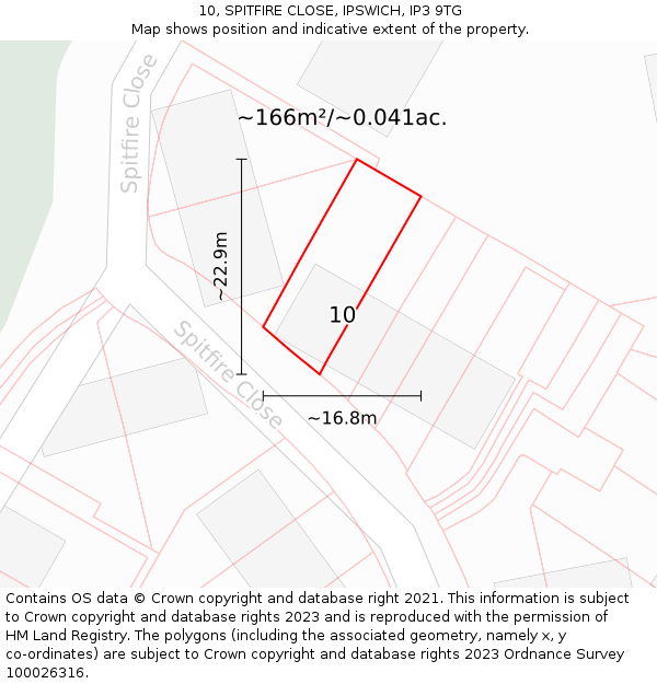 10, SPITFIRE CLOSE, IPSWICH, IP3 9TG: Plot and title map