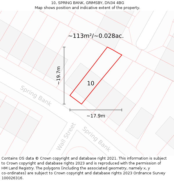 10, SPRING BANK, GRIMSBY, DN34 4BG: Plot and title map