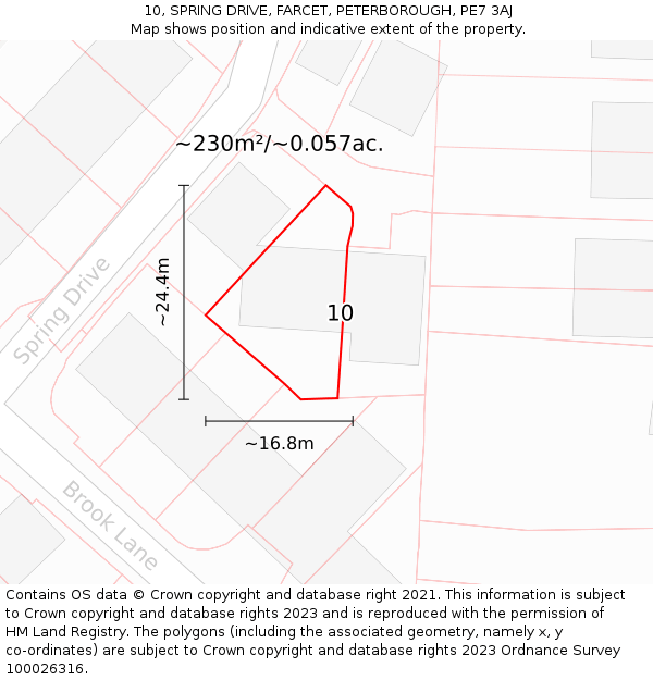 10, SPRING DRIVE, FARCET, PETERBOROUGH, PE7 3AJ: Plot and title map