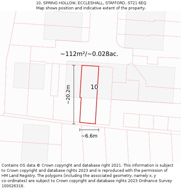 10, SPRING HOLLOW, ECCLESHALL, STAFFORD, ST21 6EQ: Plot and title map
