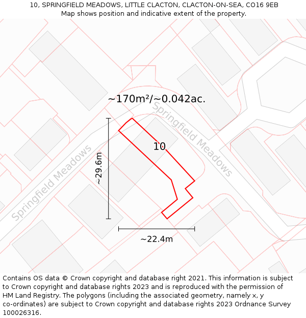 10, SPRINGFIELD MEADOWS, LITTLE CLACTON, CLACTON-ON-SEA, CO16 9EB: Plot and title map