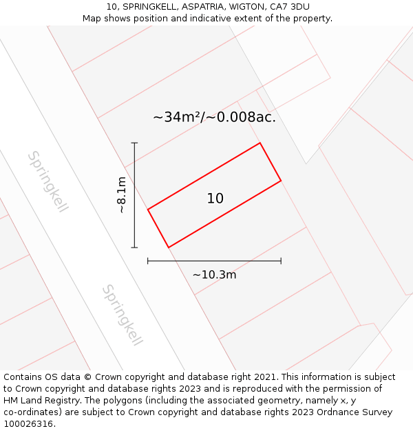 10, SPRINGKELL, ASPATRIA, WIGTON, CA7 3DU: Plot and title map