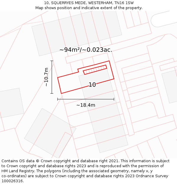 10, SQUERRYES MEDE, WESTERHAM, TN16 1SW: Plot and title map