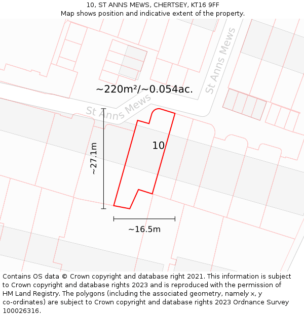 10, ST ANNS MEWS, CHERTSEY, KT16 9FF: Plot and title map
