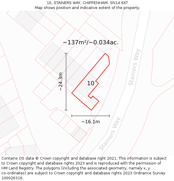 10, STAINERS WAY, CHIPPENHAM, SN14 6XT: Plot and title map