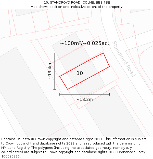 10, STANDROYD ROAD, COLNE, BB8 7BE: Plot and title map
