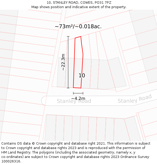 10, STANLEY ROAD, COWES, PO31 7PZ: Plot and title map