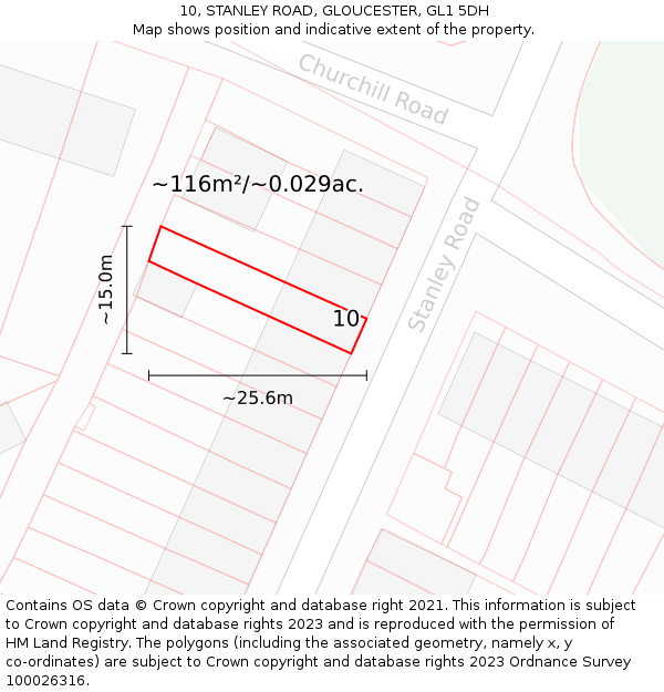 10, STANLEY ROAD, GLOUCESTER, GL1 5DH: Plot and title map