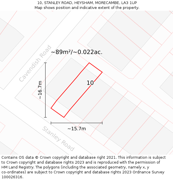 10, STANLEY ROAD, HEYSHAM, MORECAMBE, LA3 1UP: Plot and title map