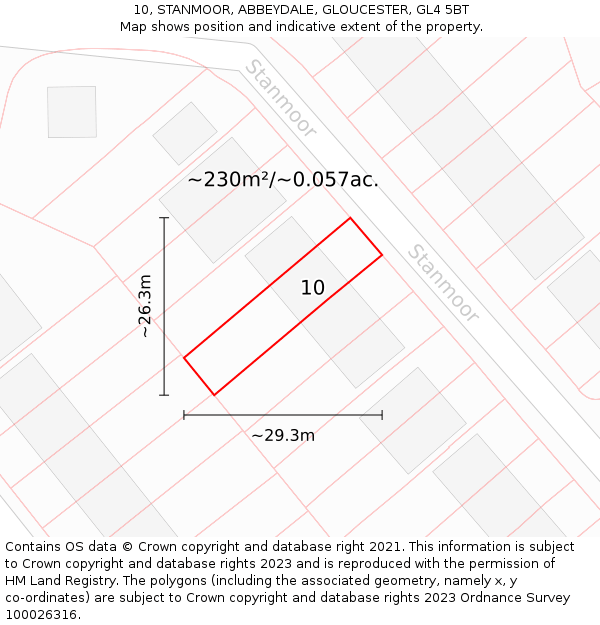 10, STANMOOR, ABBEYDALE, GLOUCESTER, GL4 5BT: Plot and title map