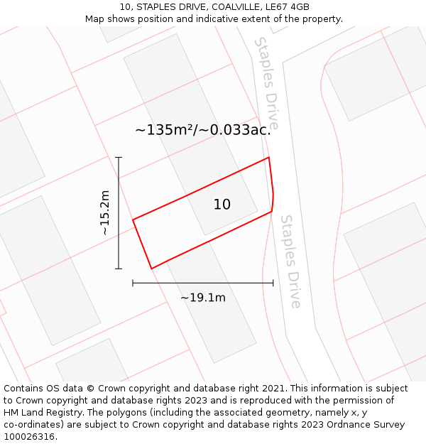 10, STAPLES DRIVE, COALVILLE, LE67 4GB: Plot and title map