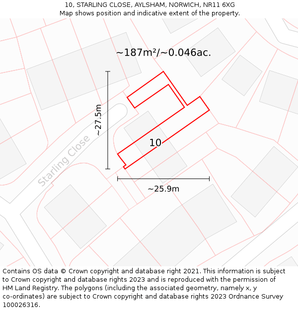 10, STARLING CLOSE, AYLSHAM, NORWICH, NR11 6XG: Plot and title map
