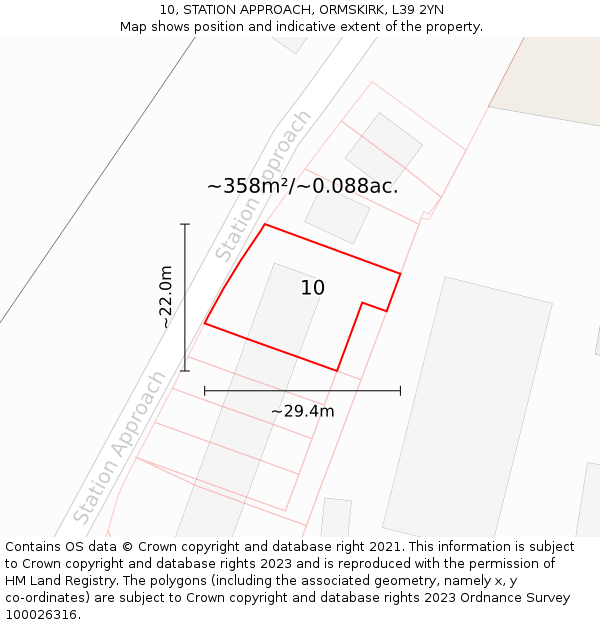 10, STATION APPROACH, ORMSKIRK, L39 2YN: Plot and title map