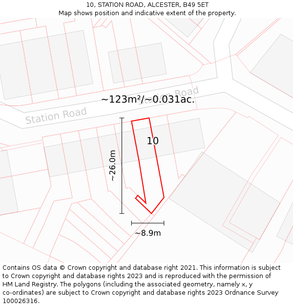 10, STATION ROAD, ALCESTER, B49 5ET: Plot and title map