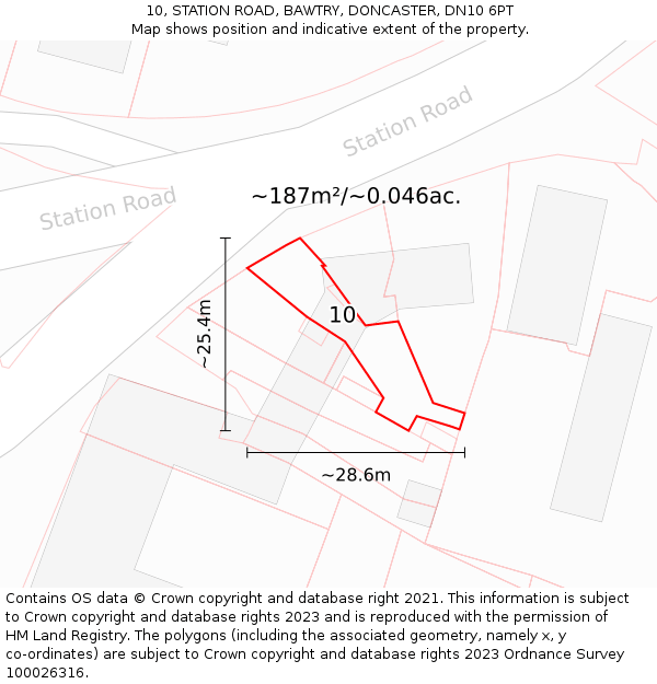 10, STATION ROAD, BAWTRY, DONCASTER, DN10 6PT: Plot and title map