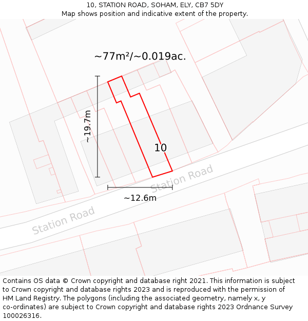 10, STATION ROAD, SOHAM, ELY, CB7 5DY: Plot and title map