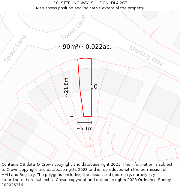10, STERLING WAY, SHILDON, DL4 2GT: Plot and title map