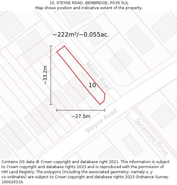 10, STEYNE ROAD, BEMBRIDGE, PO35 5UL: Plot and title map