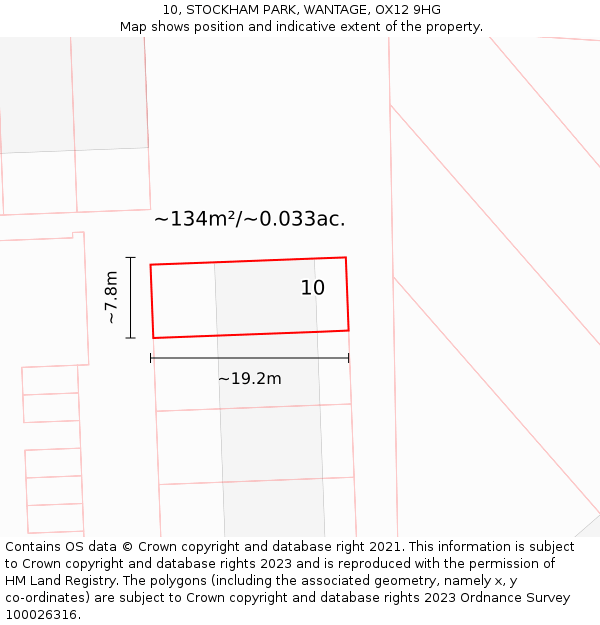 10, STOCKHAM PARK, WANTAGE, OX12 9HG: Plot and title map