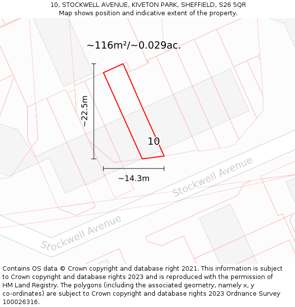10, STOCKWELL AVENUE, KIVETON PARK, SHEFFIELD, S26 5QR: Plot and title map