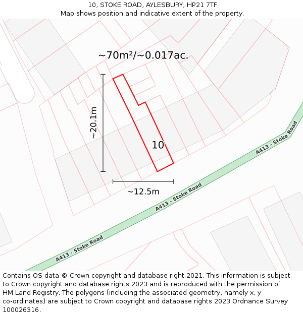 10, STOKE ROAD, AYLESBURY, HP21 7TF: Plot and title map