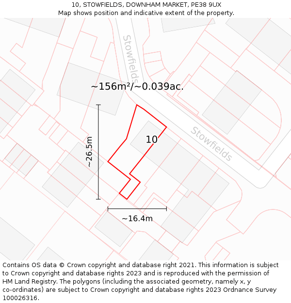 10, STOWFIELDS, DOWNHAM MARKET, PE38 9UX: Plot and title map