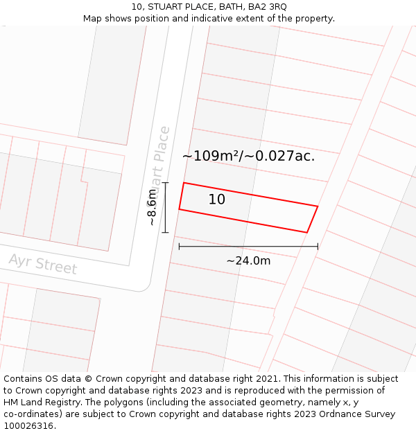 10, STUART PLACE, BATH, BA2 3RQ: Plot and title map
