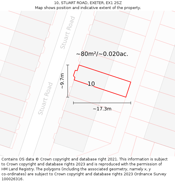 10, STUART ROAD, EXETER, EX1 2SZ: Plot and title map