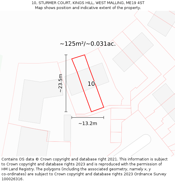10, STURMER COURT, KINGS HILL, WEST MALLING, ME19 4ST: Plot and title map
