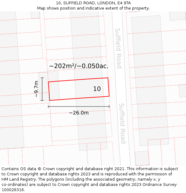 10, SUFFIELD ROAD, LONDON, E4 9TA: Plot and title map