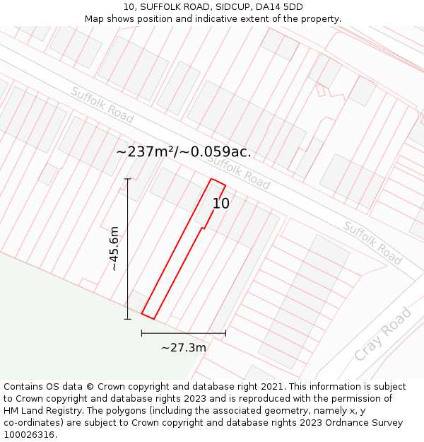 10, SUFFOLK ROAD, SIDCUP, DA14 5DD: Plot and title map