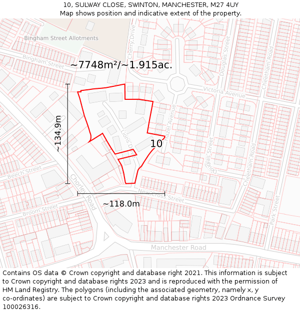10, SULWAY CLOSE, SWINTON, MANCHESTER, M27 4UY: Plot and title map