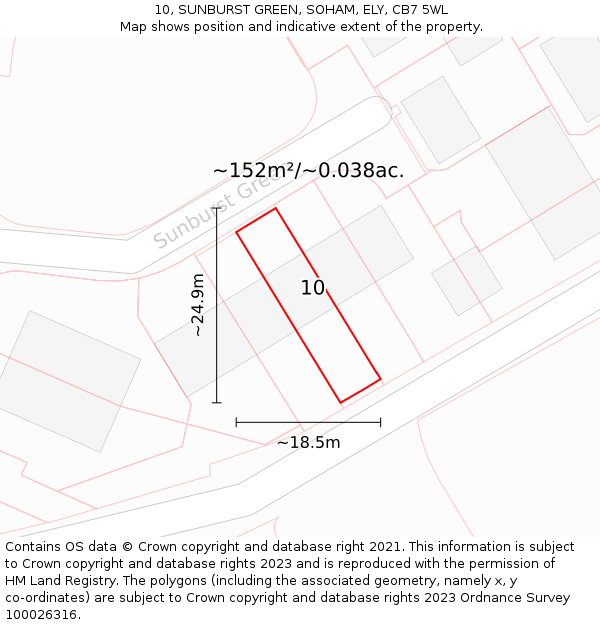 10, SUNBURST GREEN, SOHAM, ELY, CB7 5WL: Plot and title map