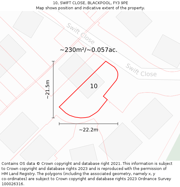 10, SWIFT CLOSE, BLACKPOOL, FY3 9PE: Plot and title map