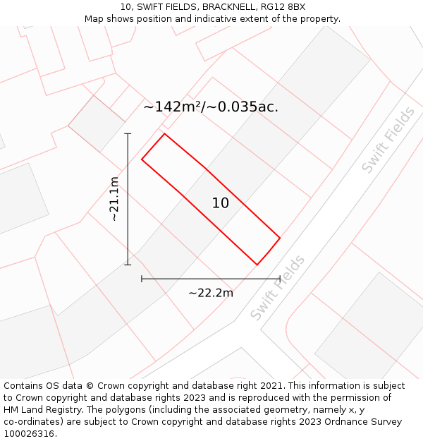 10, SWIFT FIELDS, BRACKNELL, RG12 8BX: Plot and title map