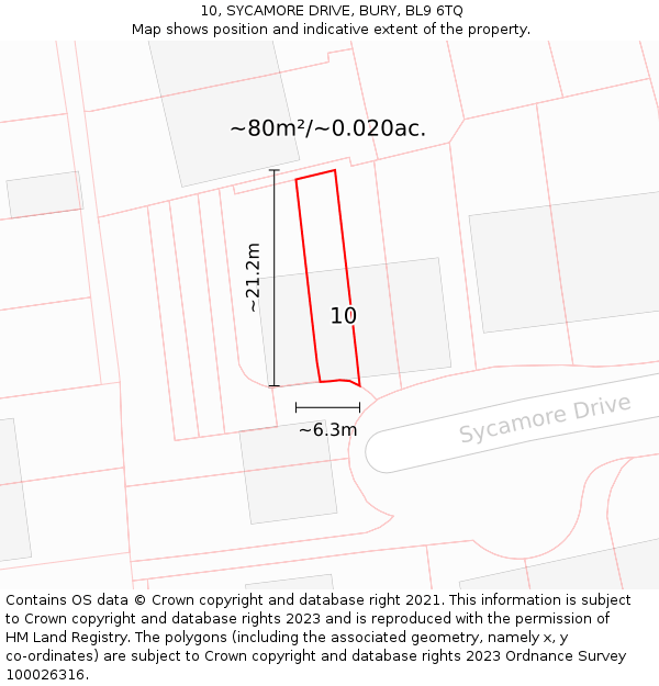 10, SYCAMORE DRIVE, BURY, BL9 6TQ: Plot and title map