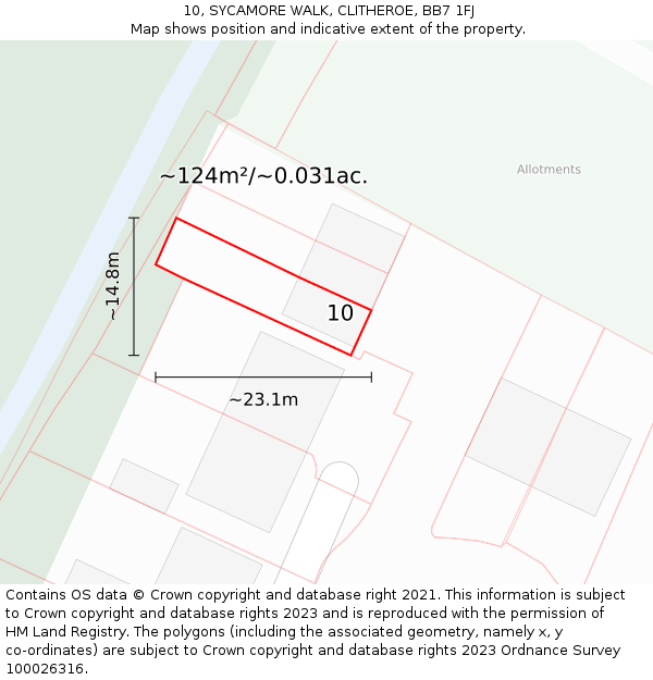 10, SYCAMORE WALK, CLITHEROE, BB7 1FJ: Plot and title map