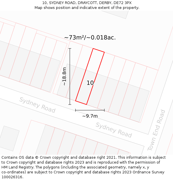 10, SYDNEY ROAD, DRAYCOTT, DERBY, DE72 3PX: Plot and title map