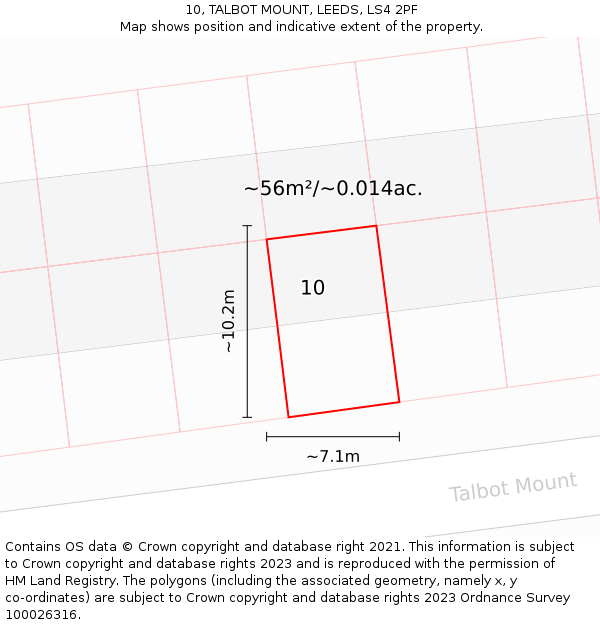 10, TALBOT MOUNT, LEEDS, LS4 2PF: Plot and title map