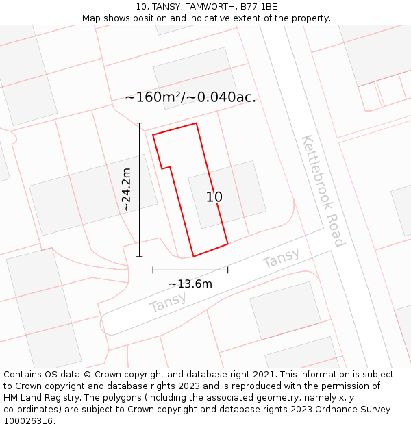 10, TANSY, TAMWORTH, B77 1BE: Plot and title map