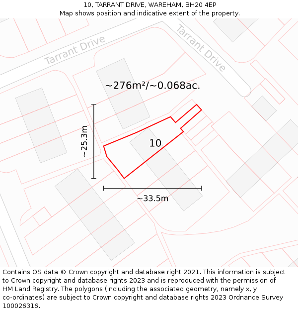 10, TARRANT DRIVE, WAREHAM, BH20 4EP: Plot and title map