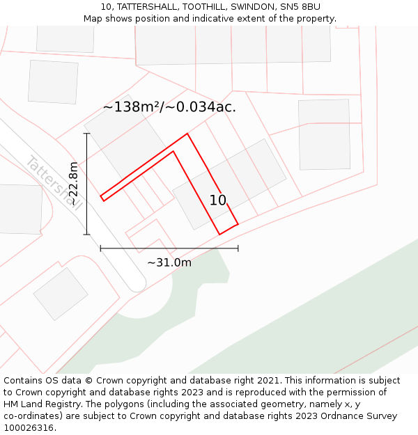 10, TATTERSHALL, TOOTHILL, SWINDON, SN5 8BU: Plot and title map