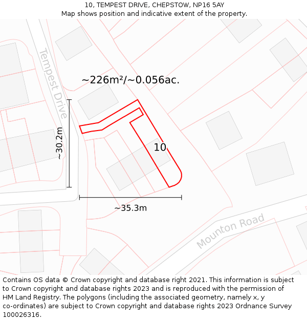 10, TEMPEST DRIVE, CHEPSTOW, NP16 5AY: Plot and title map