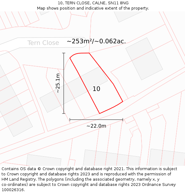 10, TERN CLOSE, CALNE, SN11 8NG: Plot and title map