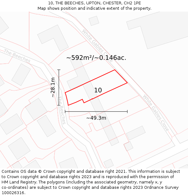 10, THE BEECHES, UPTON, CHESTER, CH2 1PE: Plot and title map