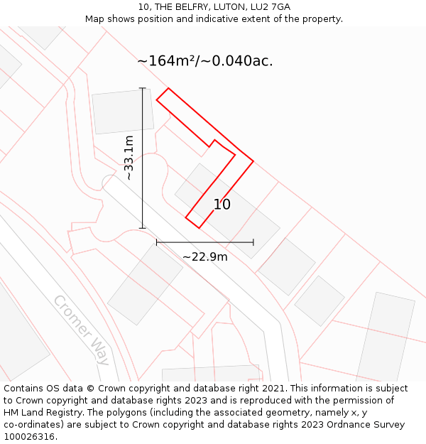 10, THE BELFRY, LUTON, LU2 7GA: Plot and title map