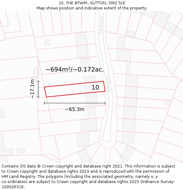 10, THE BYWAY, SUTTON, SM2 5LE: Plot and title map
