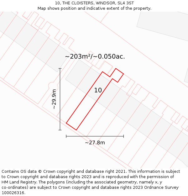 10, THE CLOISTERS, WINDSOR, SL4 3ST: Plot and title map