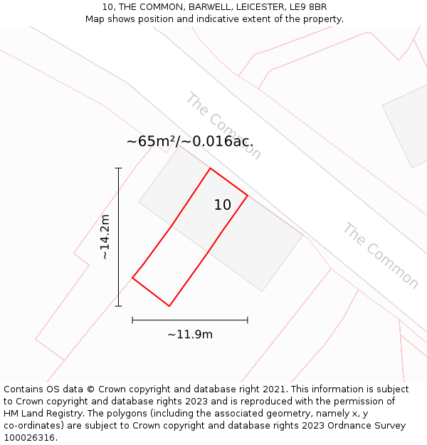 10, THE COMMON, BARWELL, LEICESTER, LE9 8BR: Plot and title map